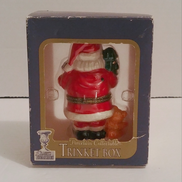 Santa and Bear Porcelain Hinged Trinket Box NIB - Picture 5 of 9
